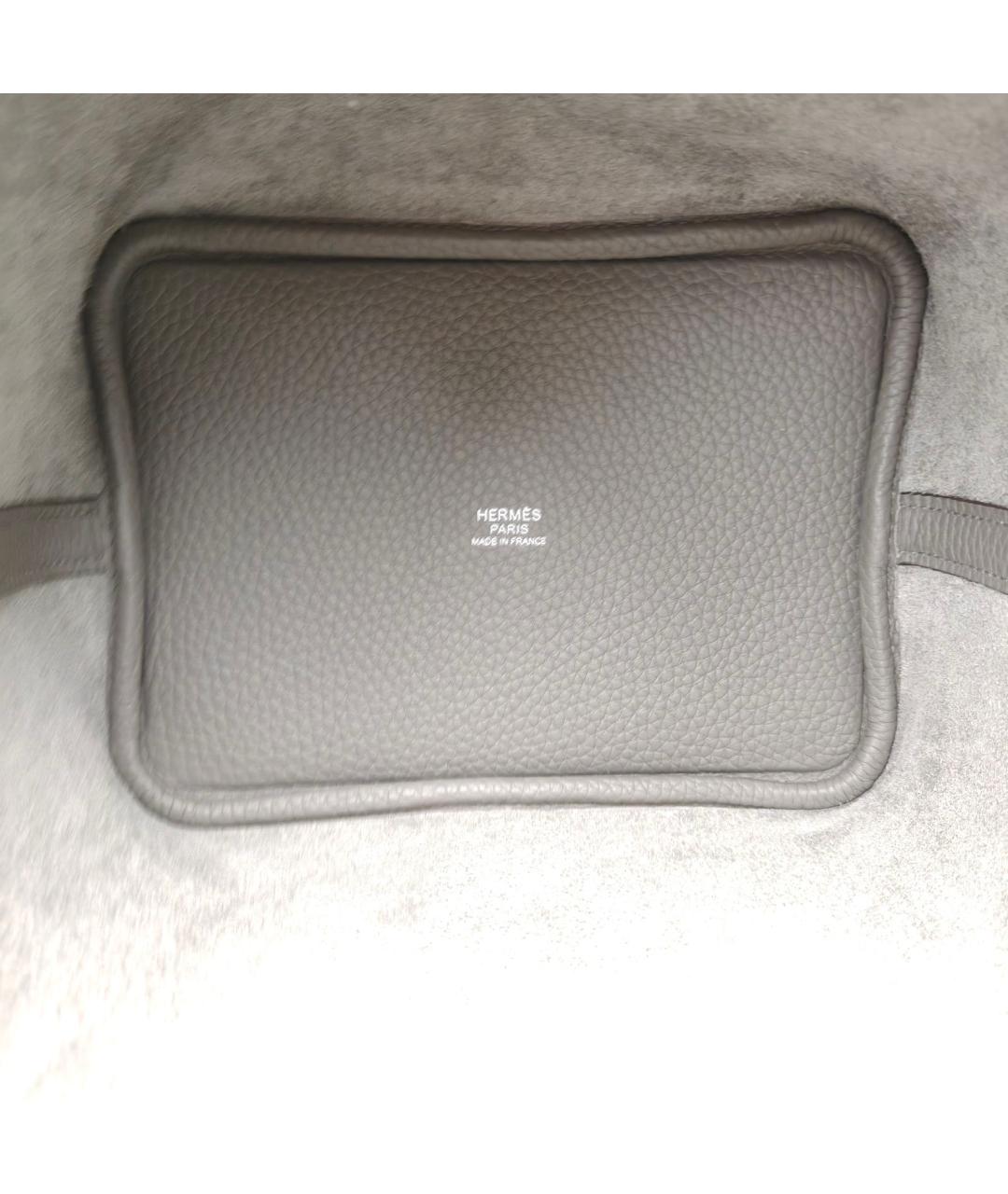 HERMES Серая кожаная сумка через плечо, фото 7