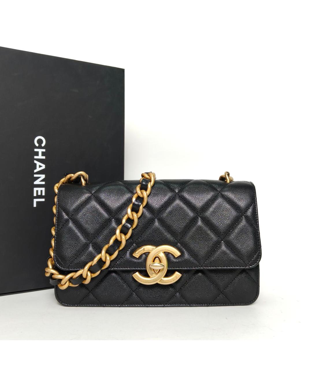 CHANEL Черная кожаная сумка через плечо, фото 9
