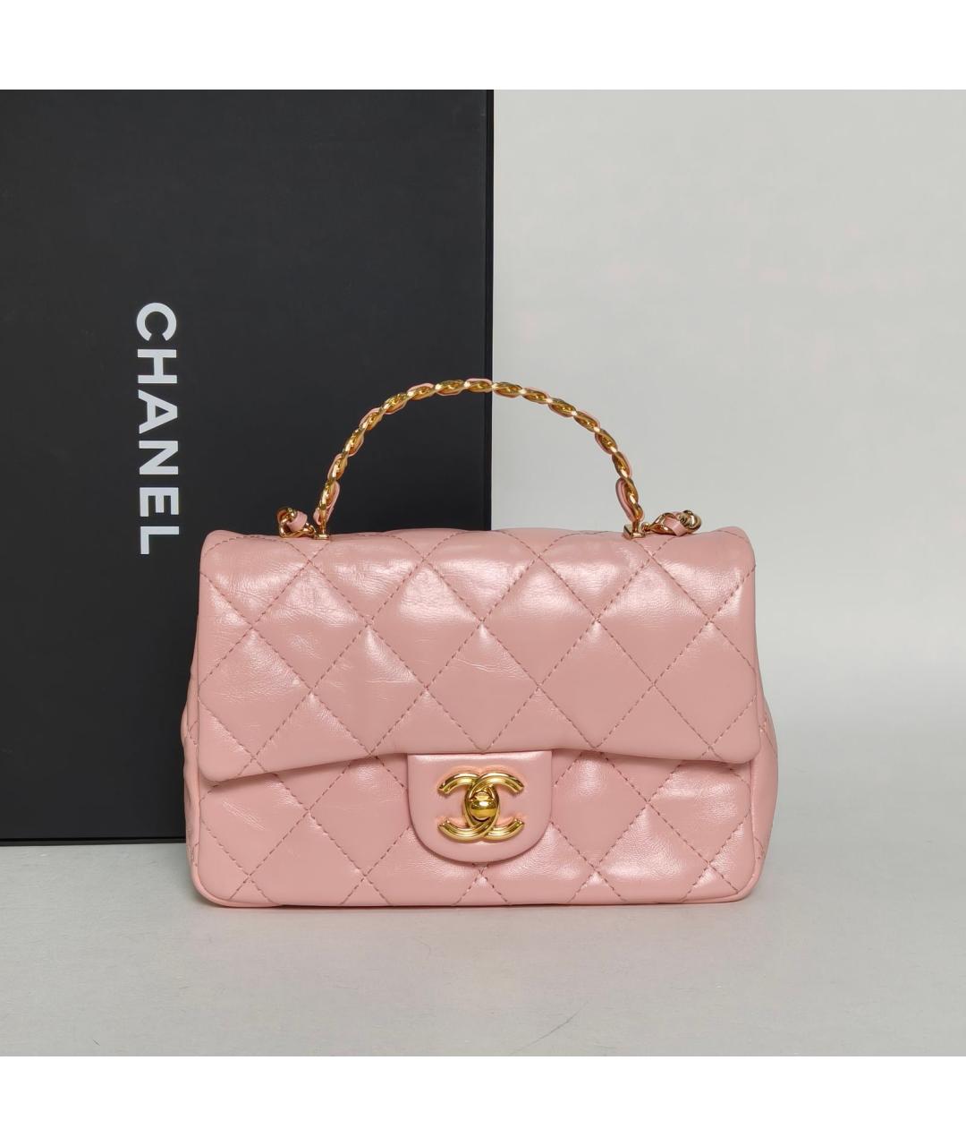 CHANEL Розовая кожаная сумка через плечо, фото 9