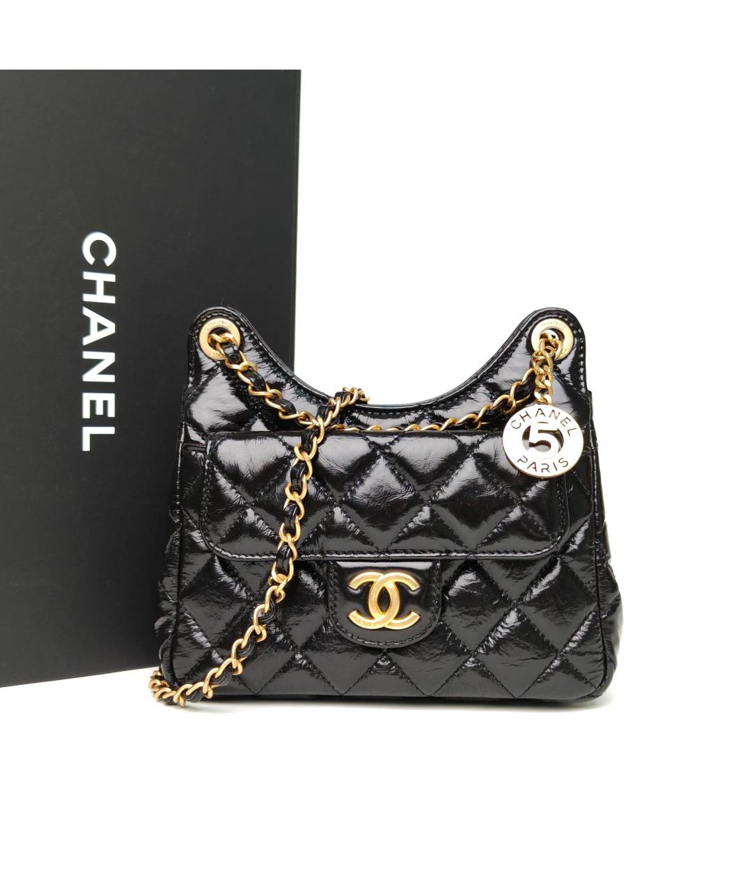 CHANEL Черная кожаная сумка через плечо, фото 9
