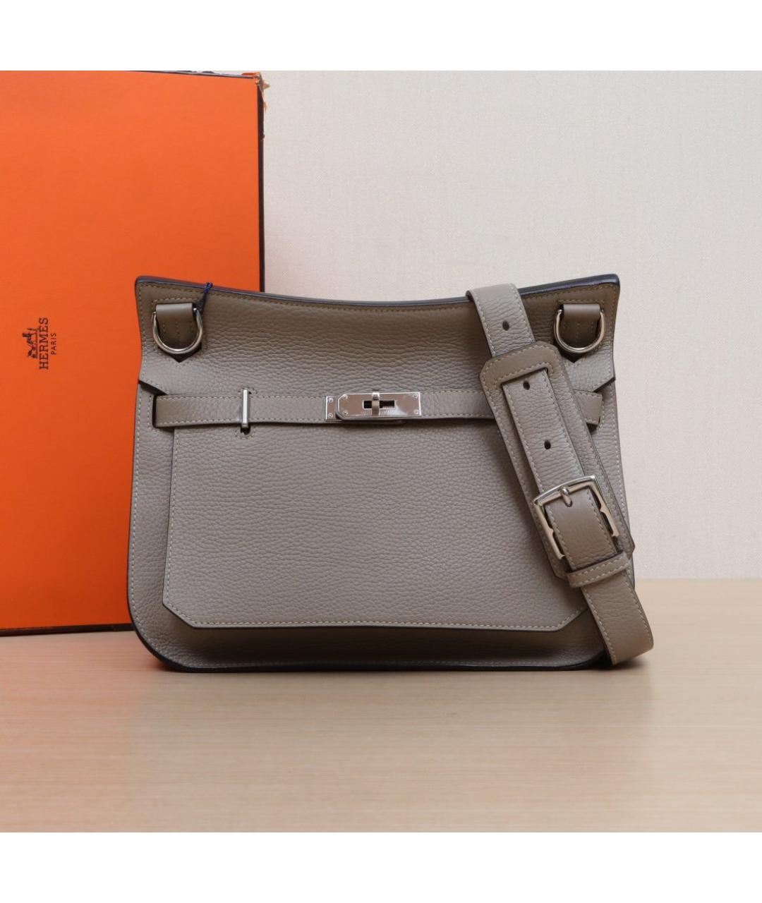 HERMES Серая кожаная сумка через плечо, фото 2