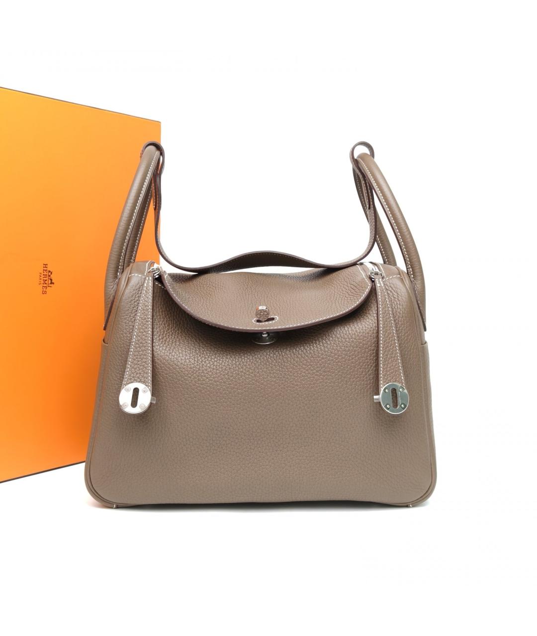 HERMES Серая кожаная сумка через плечо, фото 9