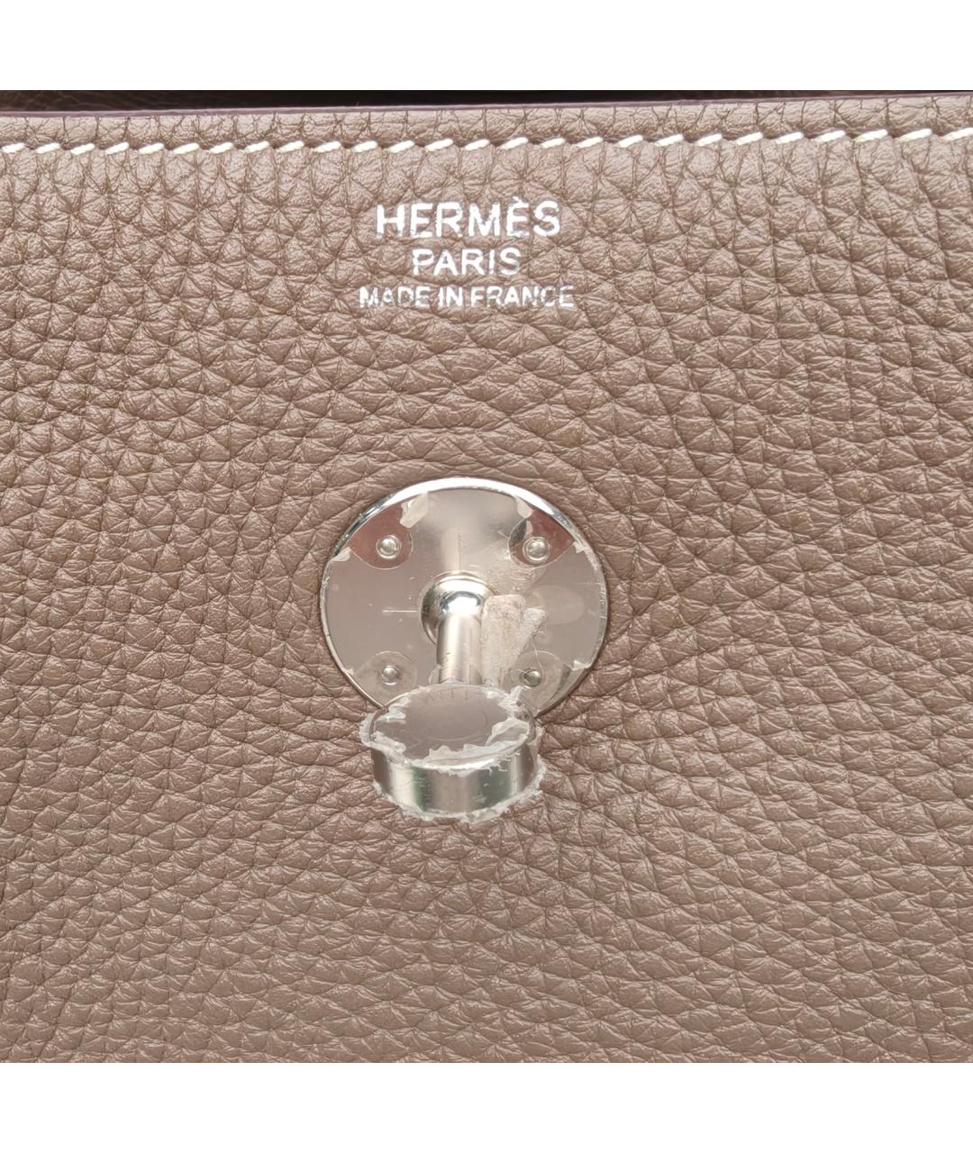 HERMES Серая кожаная сумка через плечо, фото 6