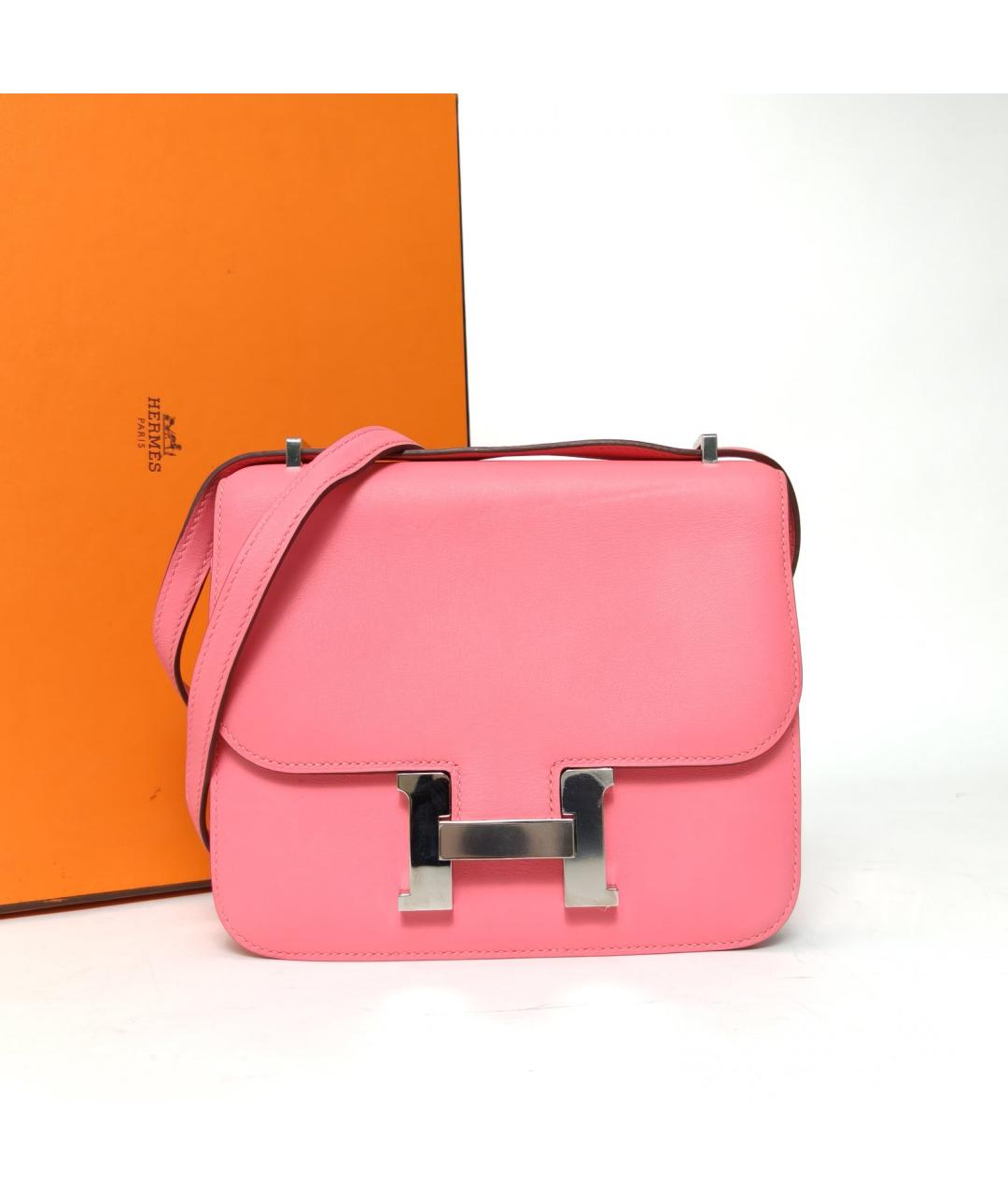HERMES Розовая кожаная сумка через плечо, фото 9