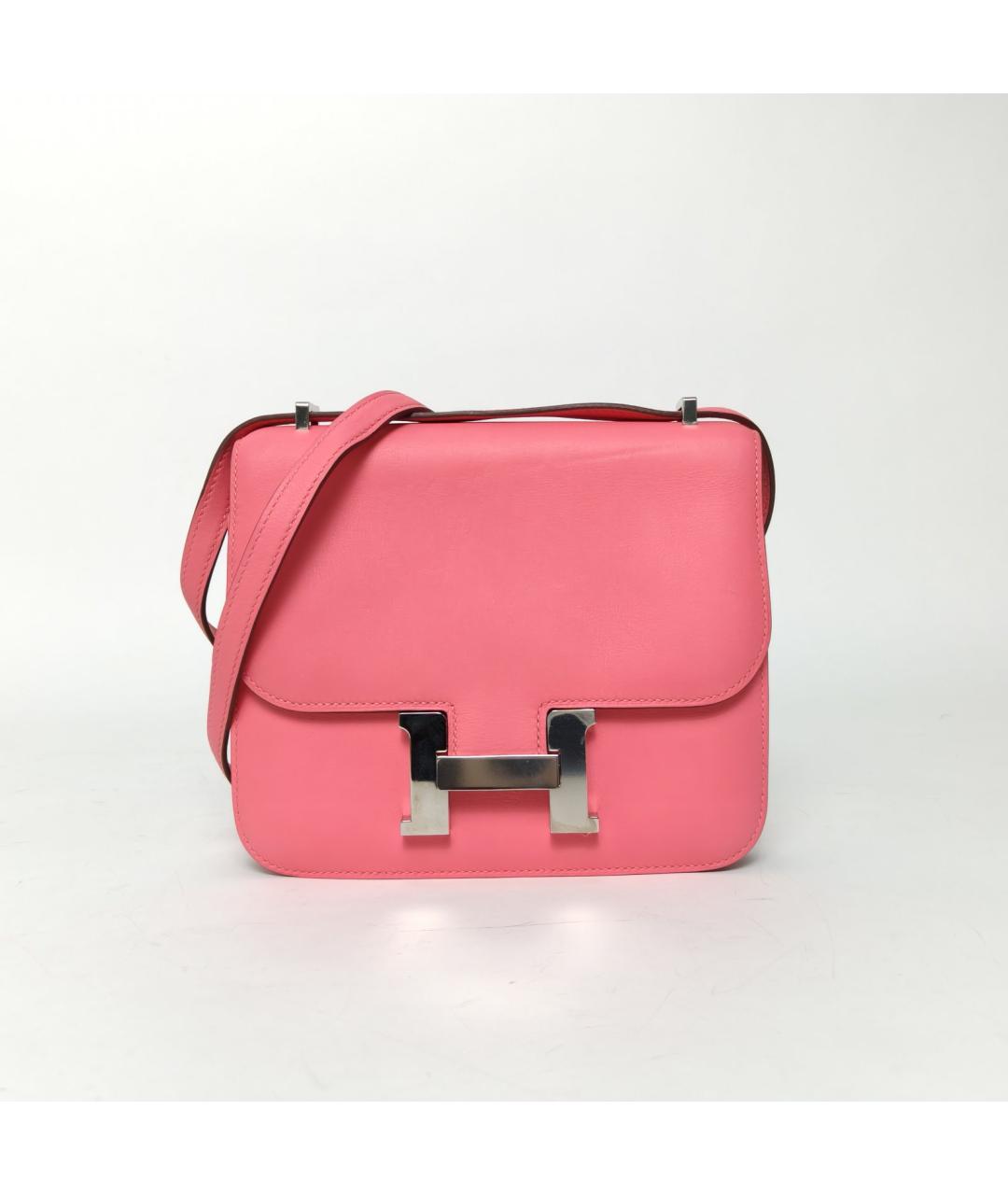 HERMES Розовая кожаная сумка через плечо, фото 2
