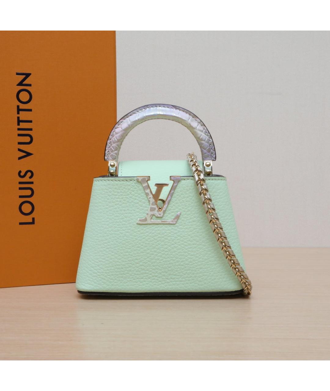 LOUIS VUITTON Салатовая кожаная сумка через плечо, фото 2