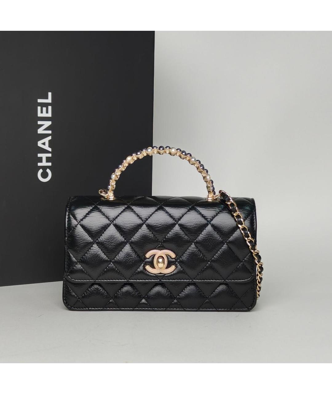 CHANEL Черная кожаная сумка через плечо, фото 8