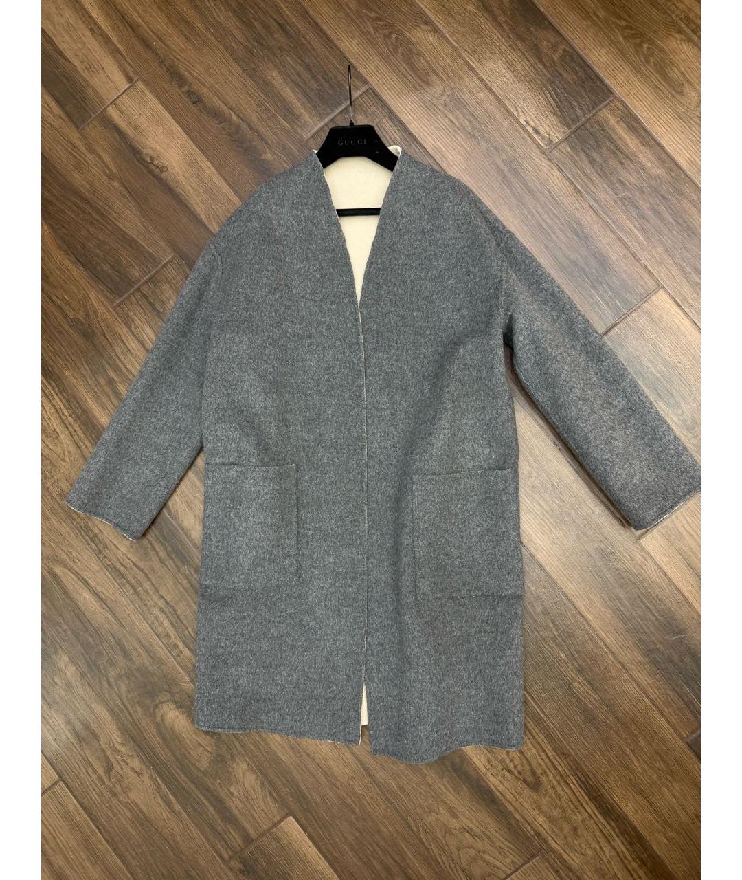 PINKO Серое шерстяное пальто, фото 7
