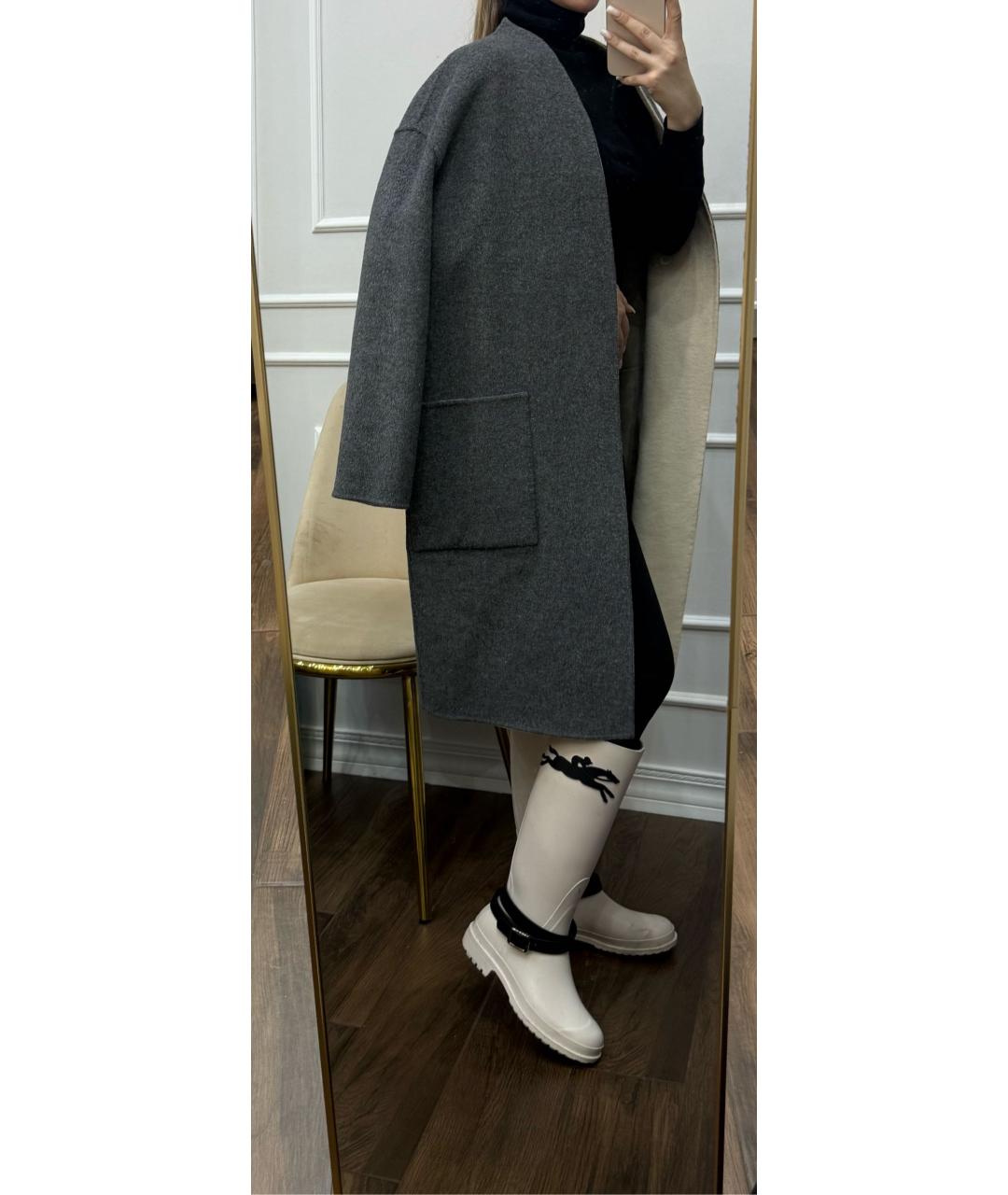 PINKO Серое шерстяное пальто, фото 6