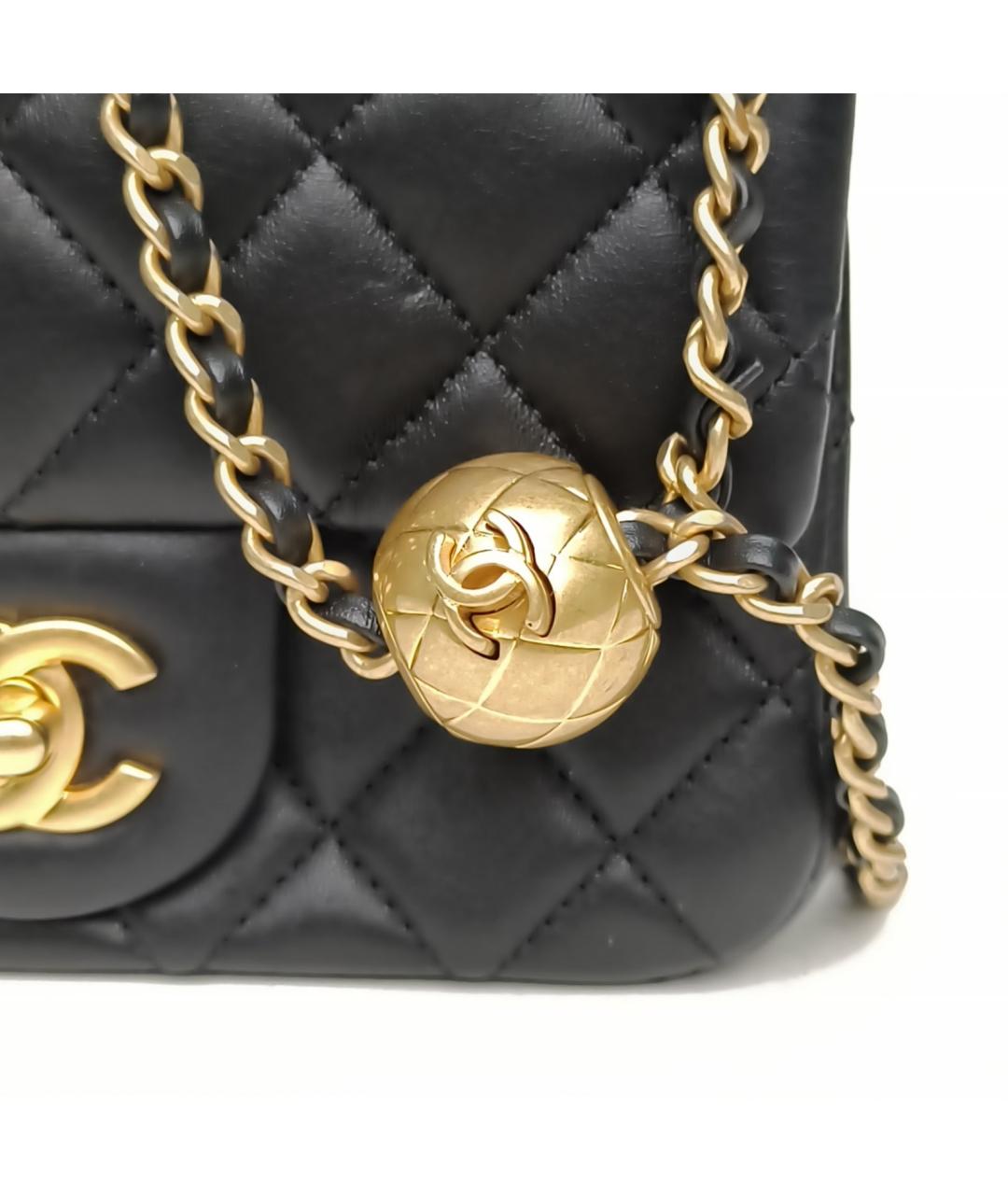 CHANEL Черная кожаная сумка через плечо, фото 7