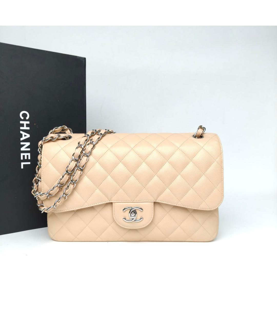 CHANEL Бежевая кожаная сумка через плечо, фото 9