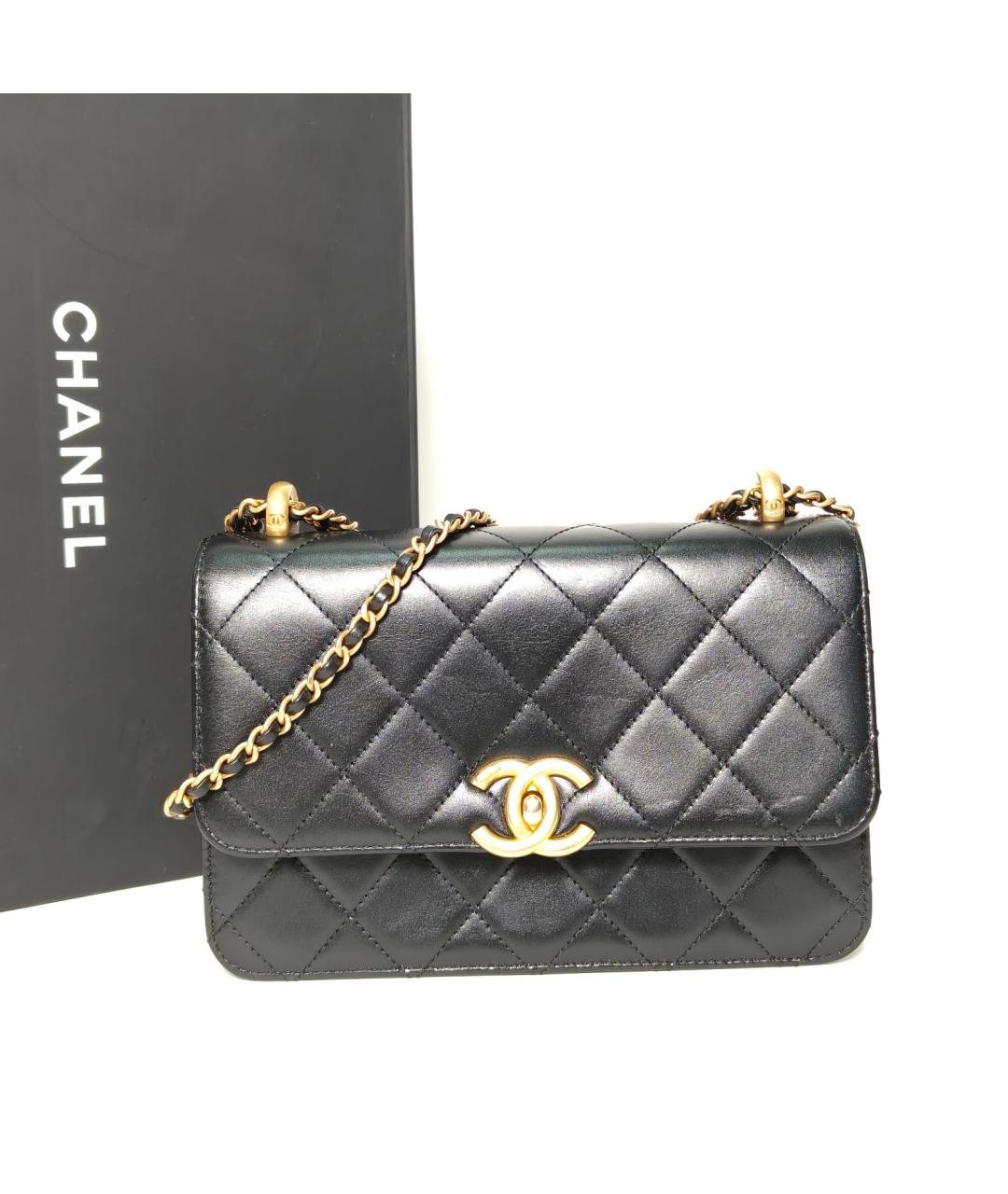 CHANEL Черная кожаная сумка через плечо, фото 9