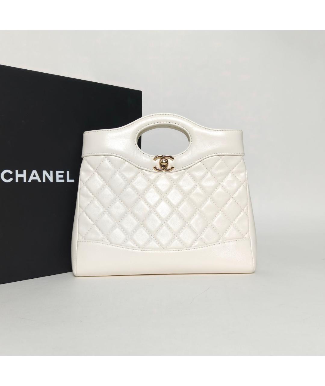 CHANEL Белая кожаная сумка через плечо, фото 9