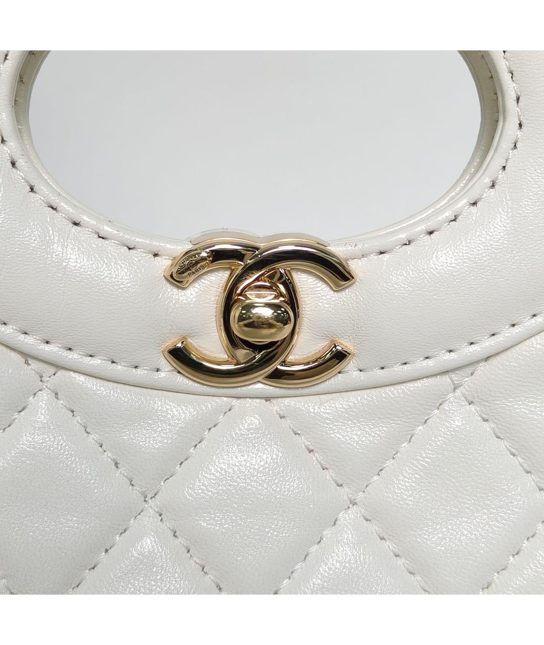CHANEL Белая кожаная сумка через плечо, фото 7