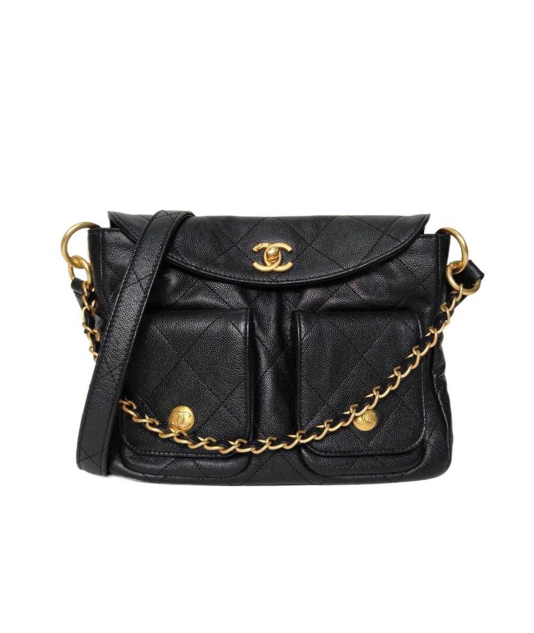 CHANEL Черная кожаная сумка через плечо, фото 1