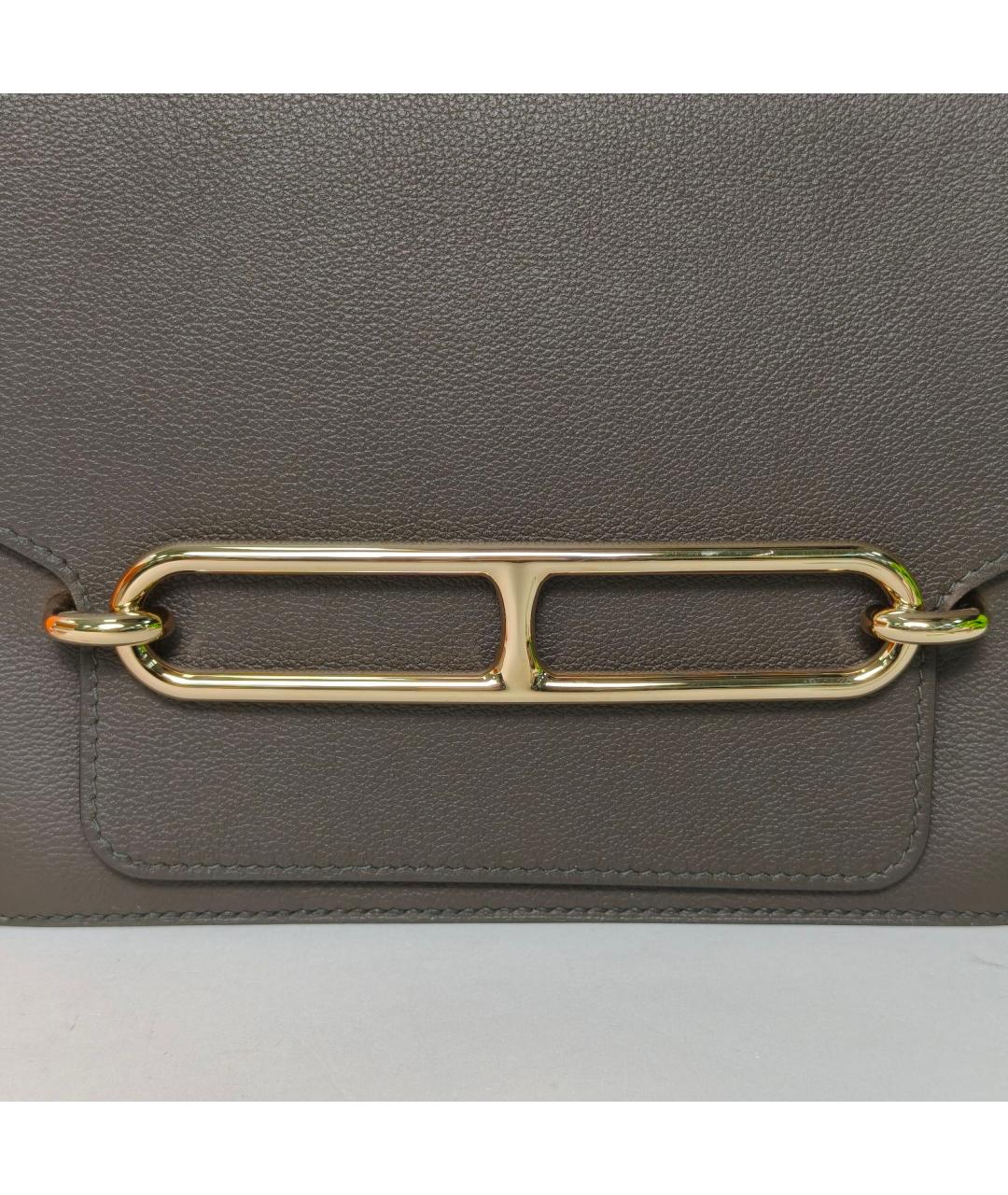 HERMES Серая кожаная сумка через плечо, фото 7