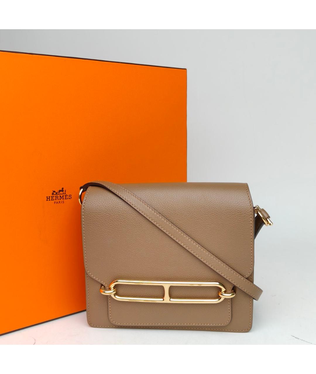 HERMES Коричневая кожаная сумка через плечо, фото 4