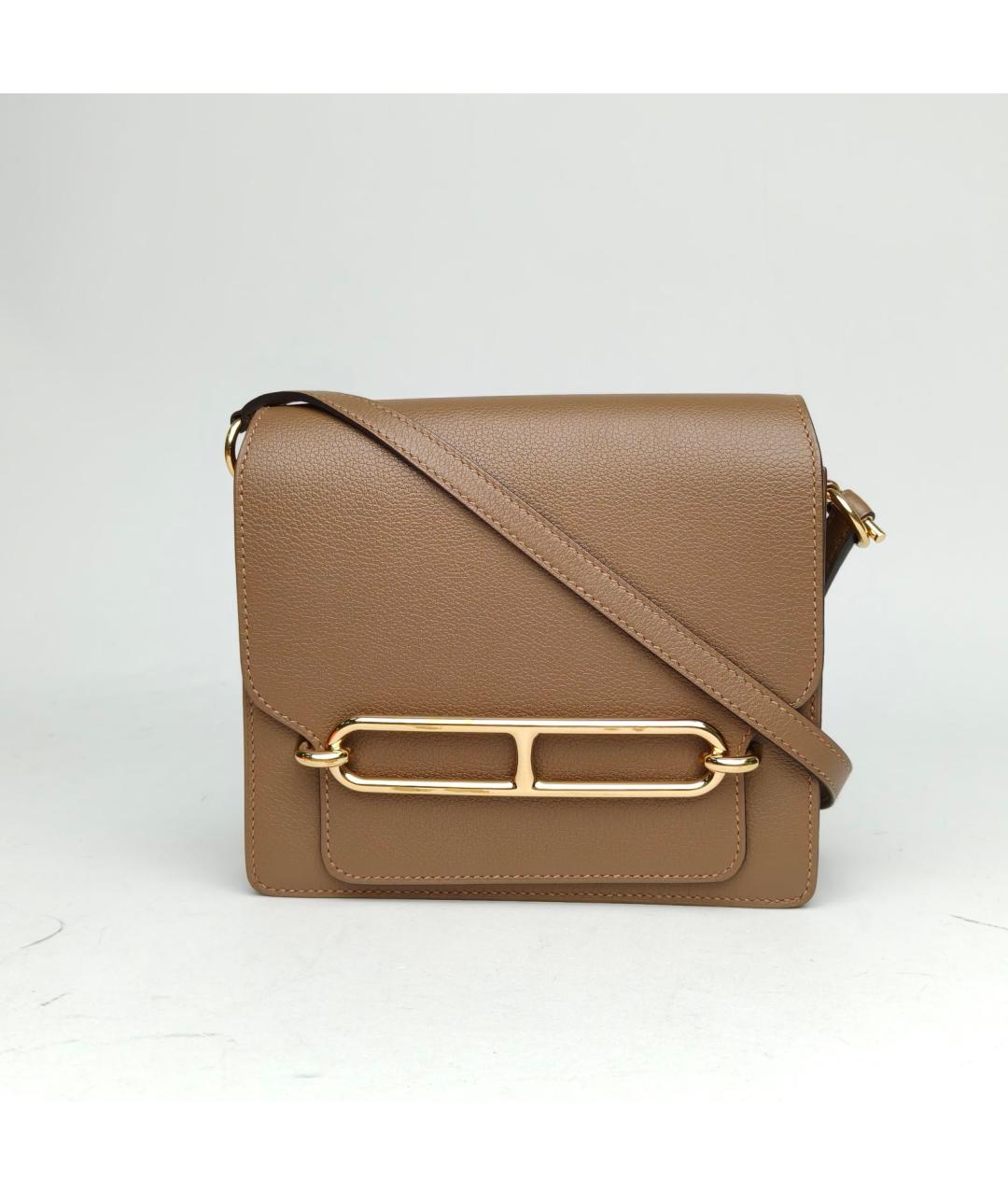 HERMES Коричневая кожаная сумка через плечо, фото 5