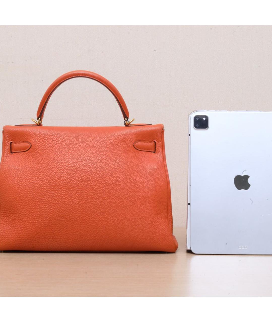 HERMES Оранжевая кожаная сумка через плечо, фото 7