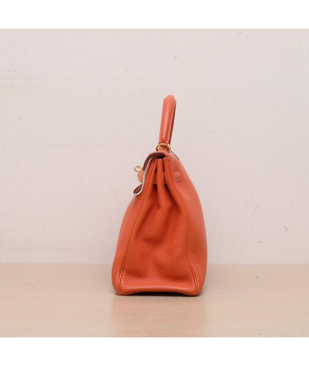 HERMES Оранжевая кожаная сумка через плечо, фото 5