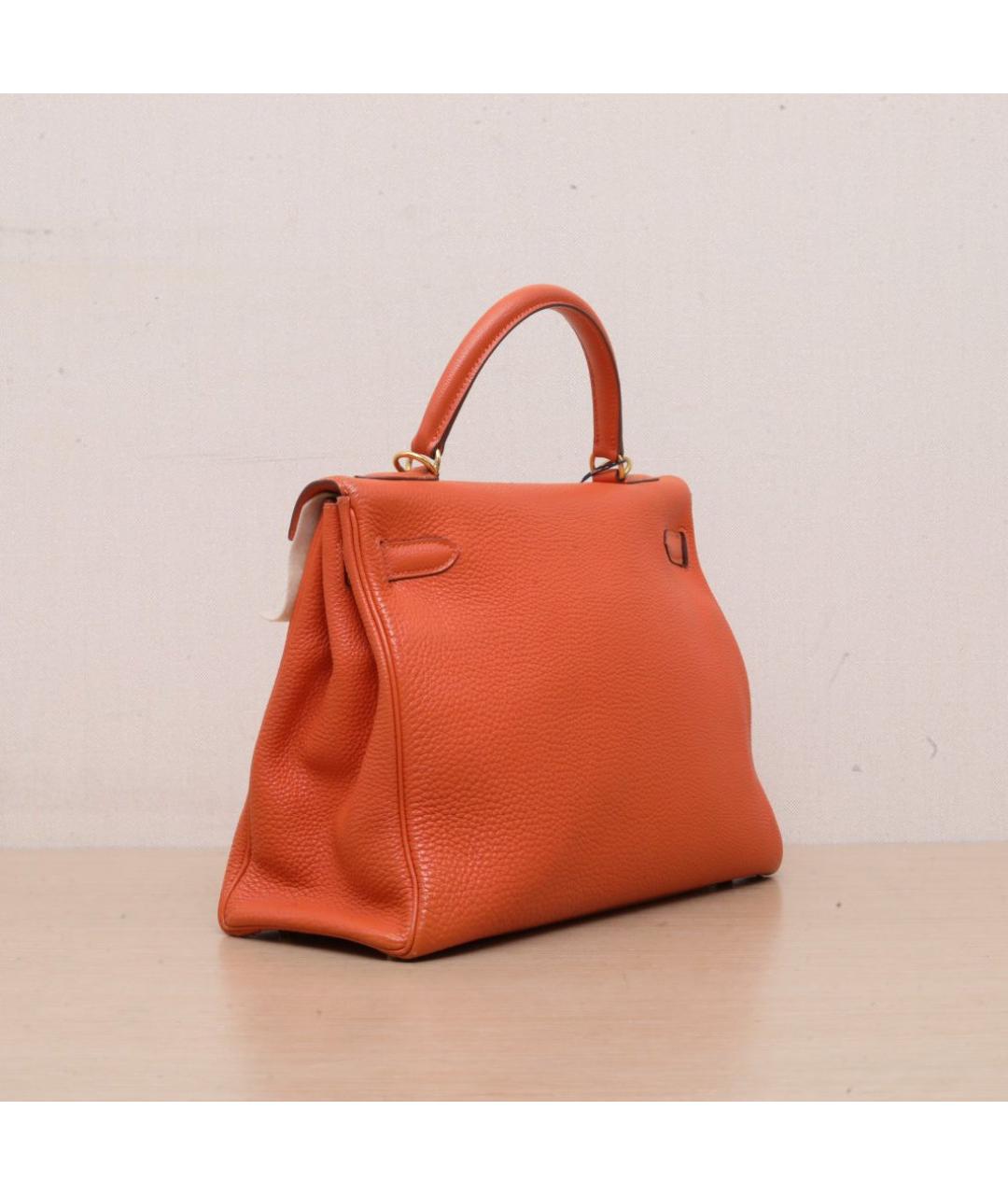HERMES Оранжевая кожаная сумка через плечо, фото 6