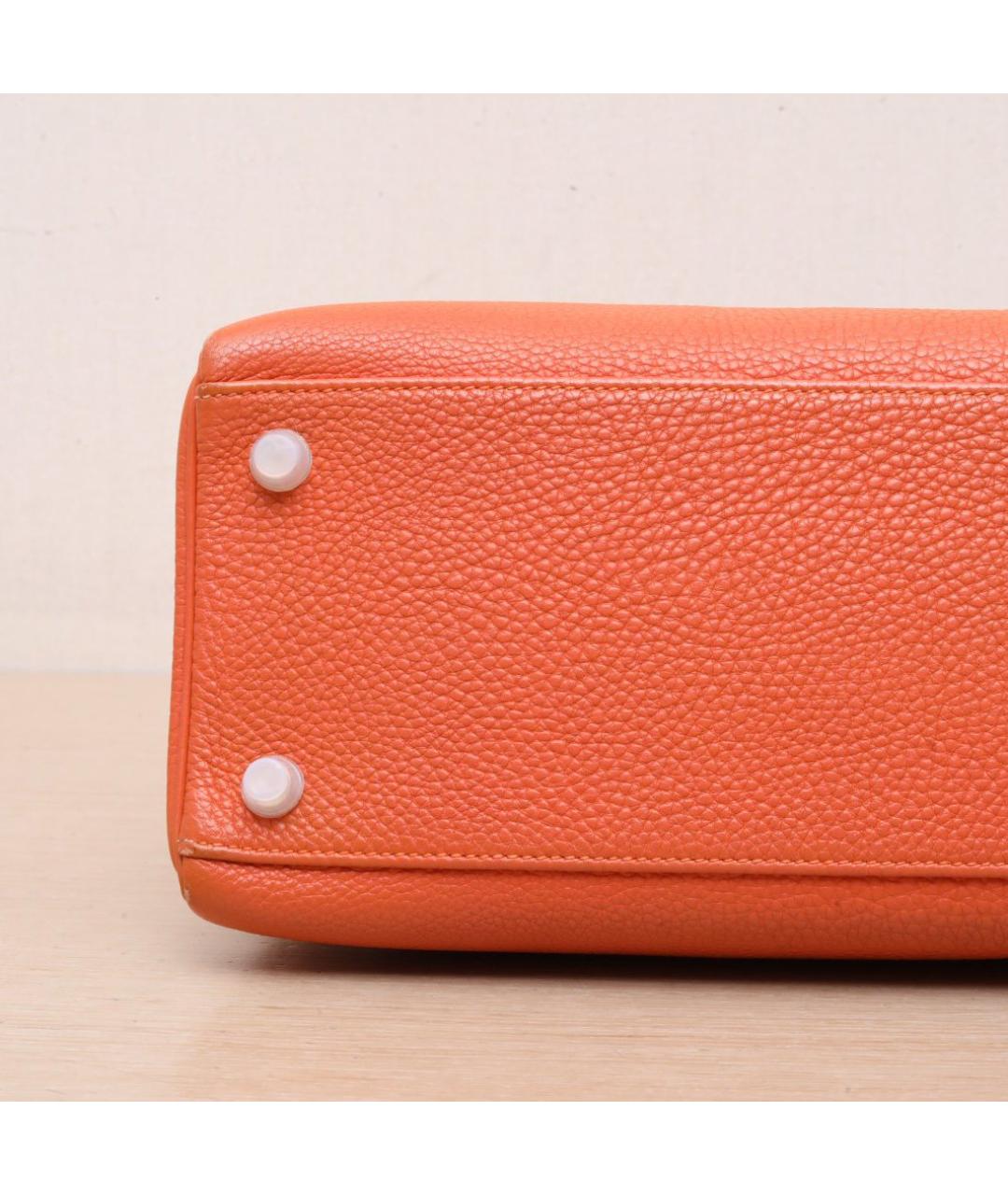 HERMES Оранжевая кожаная сумка через плечо, фото 9