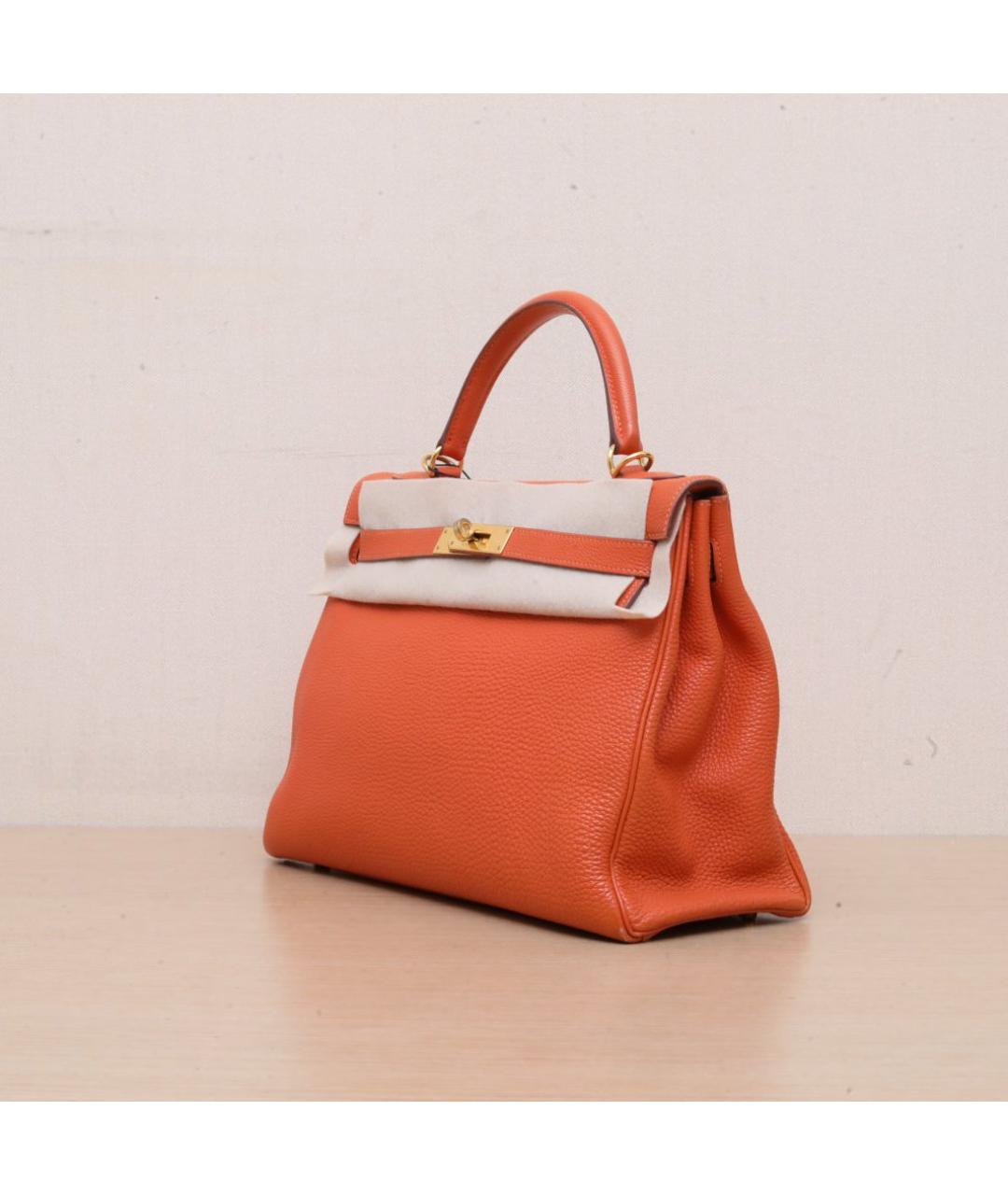 HERMES Оранжевая кожаная сумка через плечо, фото 4