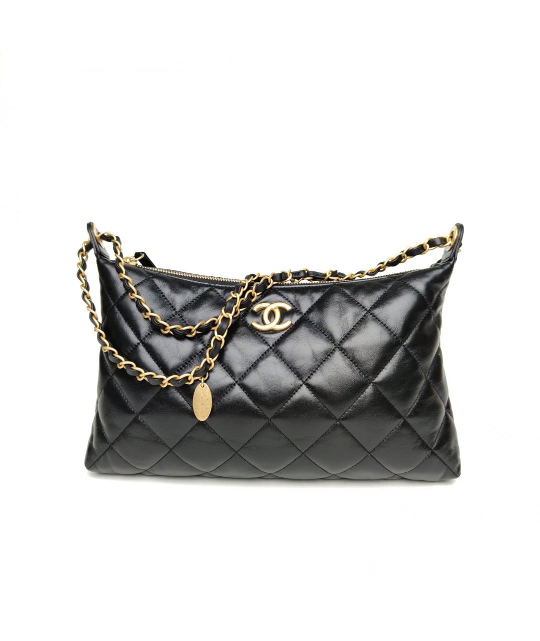 CHANEL Черная кожаная сумка через плечо, фото 2