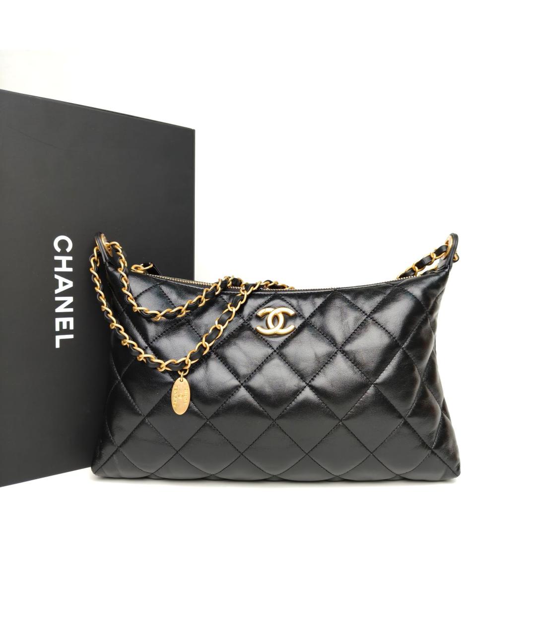 CHANEL Черная кожаная сумка через плечо, фото 9