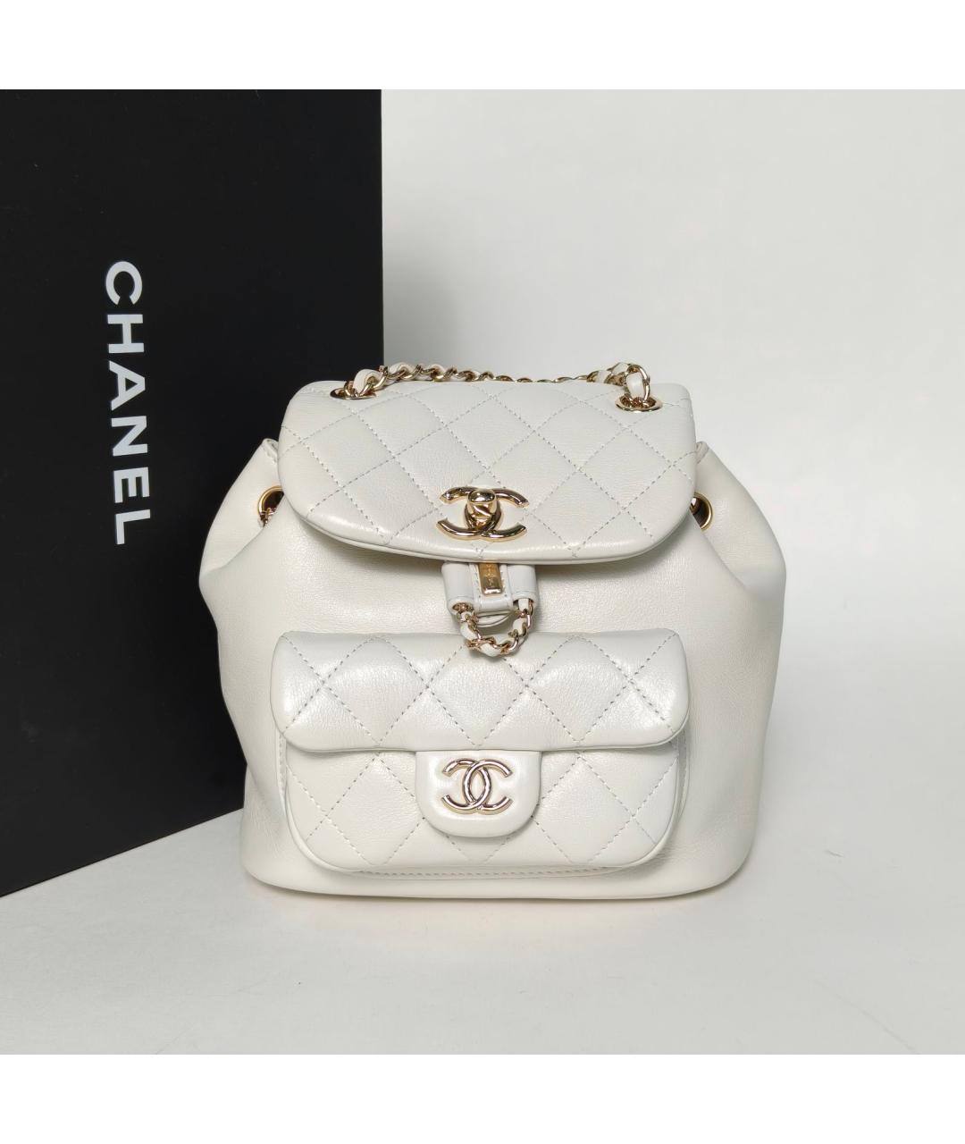 CHANEL Белый кожаный рюкзак, фото 9