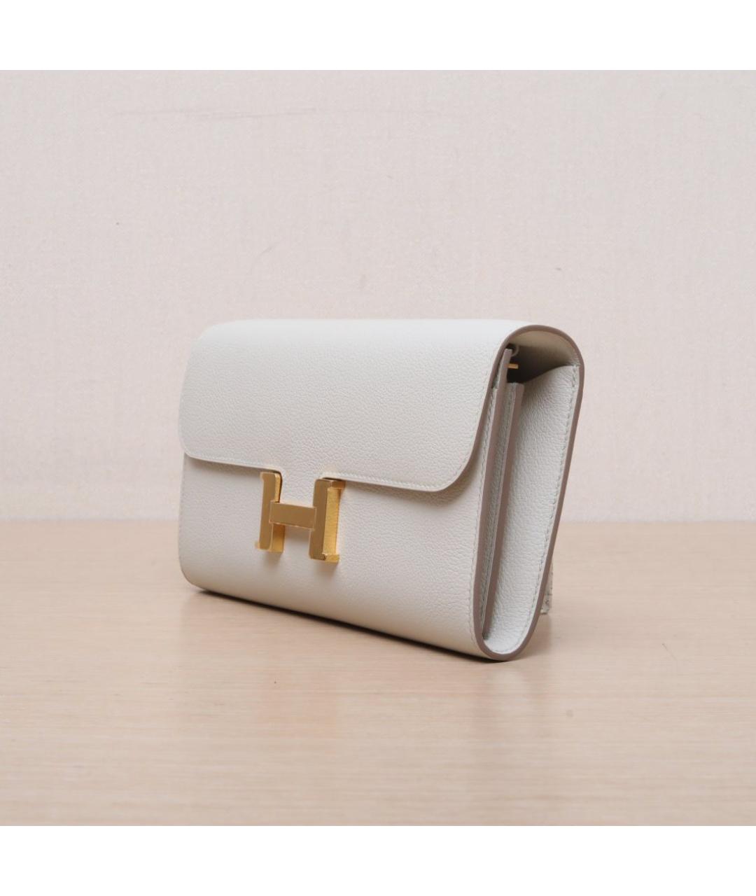 HERMES Белая кожаная сумка через плечо, фото 4