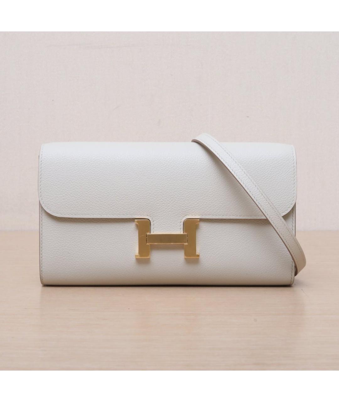 HERMES Белая кожаная сумка через плечо, фото 3
