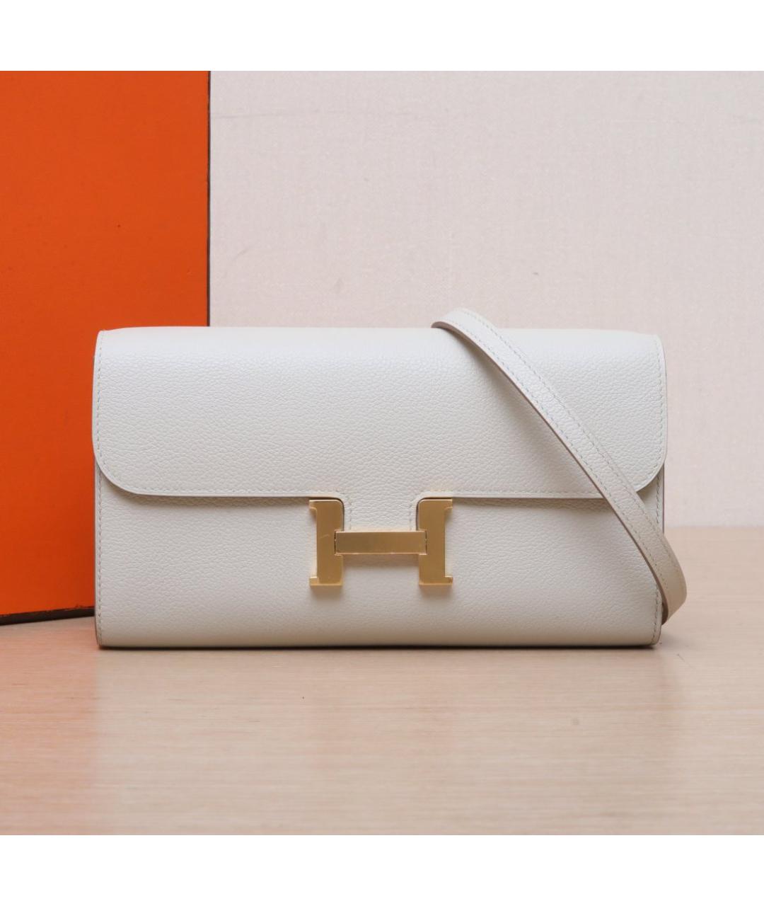 HERMES Белая кожаная сумка через плечо, фото 2