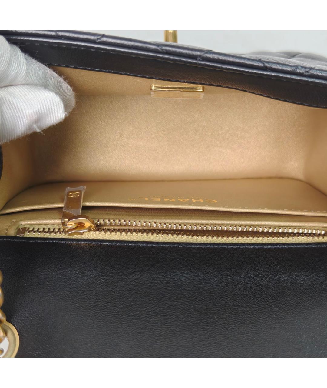 CHANEL Черная кожаная сумка через плечо, фото 8