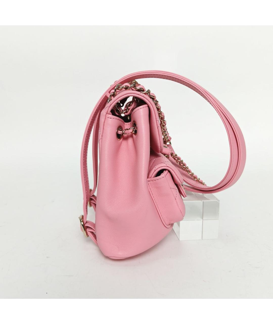 CHANEL Розовый кожаный рюкзак, фото 5