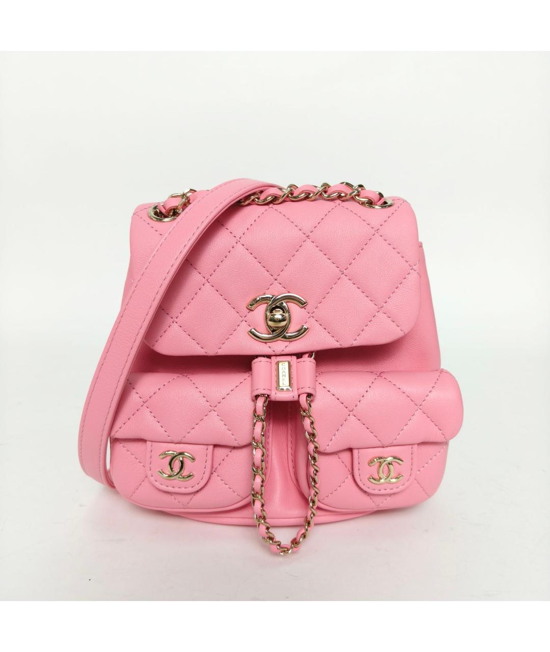 CHANEL Розовый кожаный рюкзак, фото 2