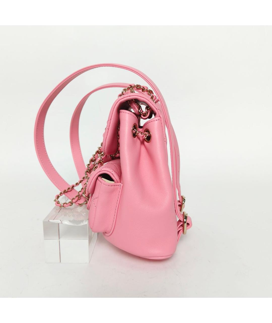 CHANEL Розовый кожаный рюкзак, фото 3