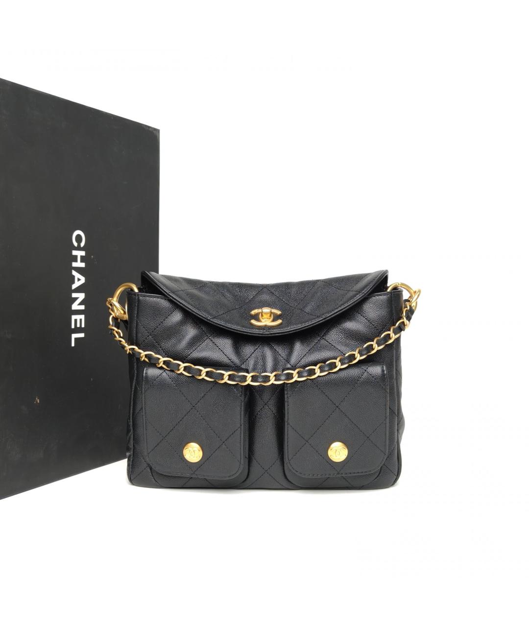 CHANEL Черная кожаная сумка через плечо, фото 9