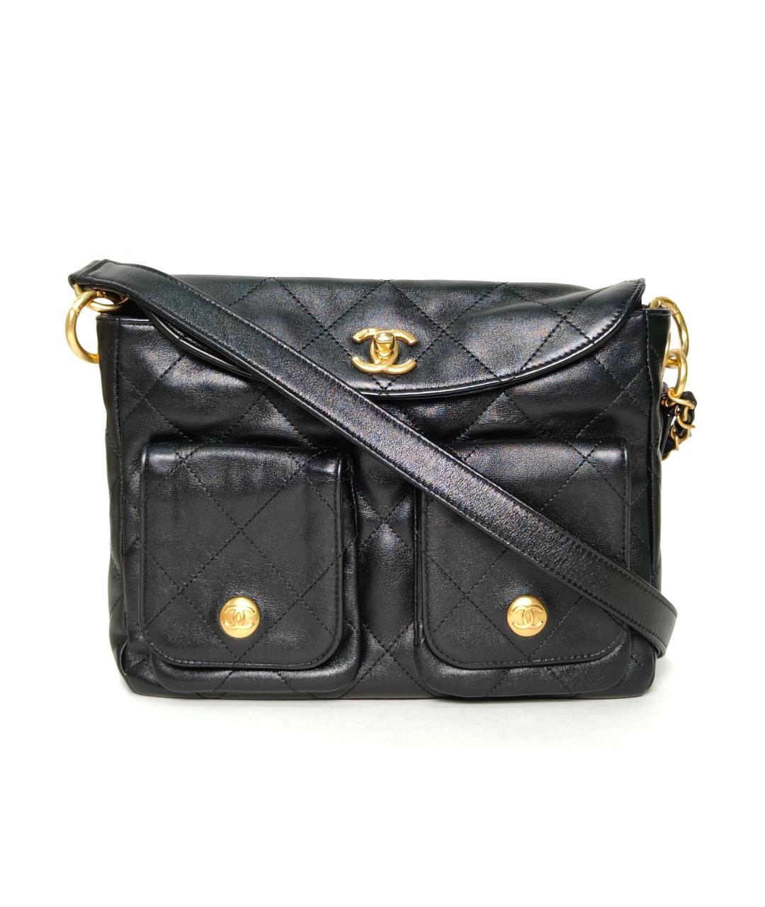 CHANEL Черная кожаная сумка через плечо, фото 2