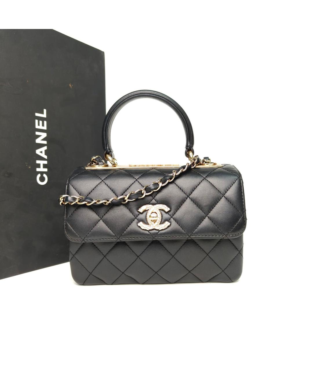 CHANEL Черная кожаная сумка через плечо, фото 9