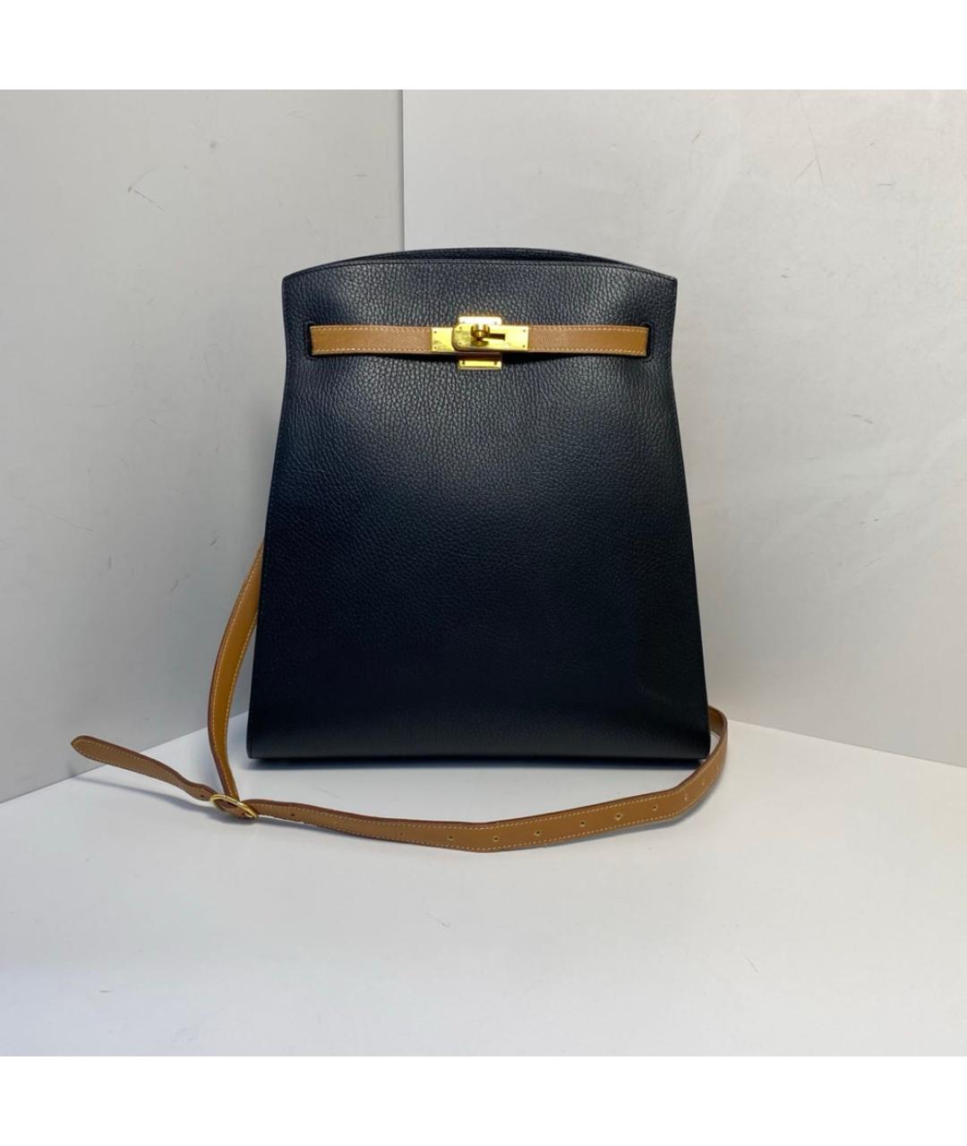 HERMES Черная кожаная сумка через плечо, фото 9