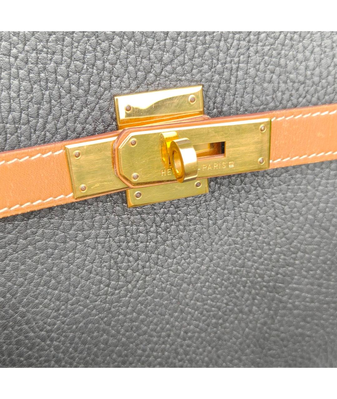 HERMES Черная кожаная сумка через плечо, фото 7