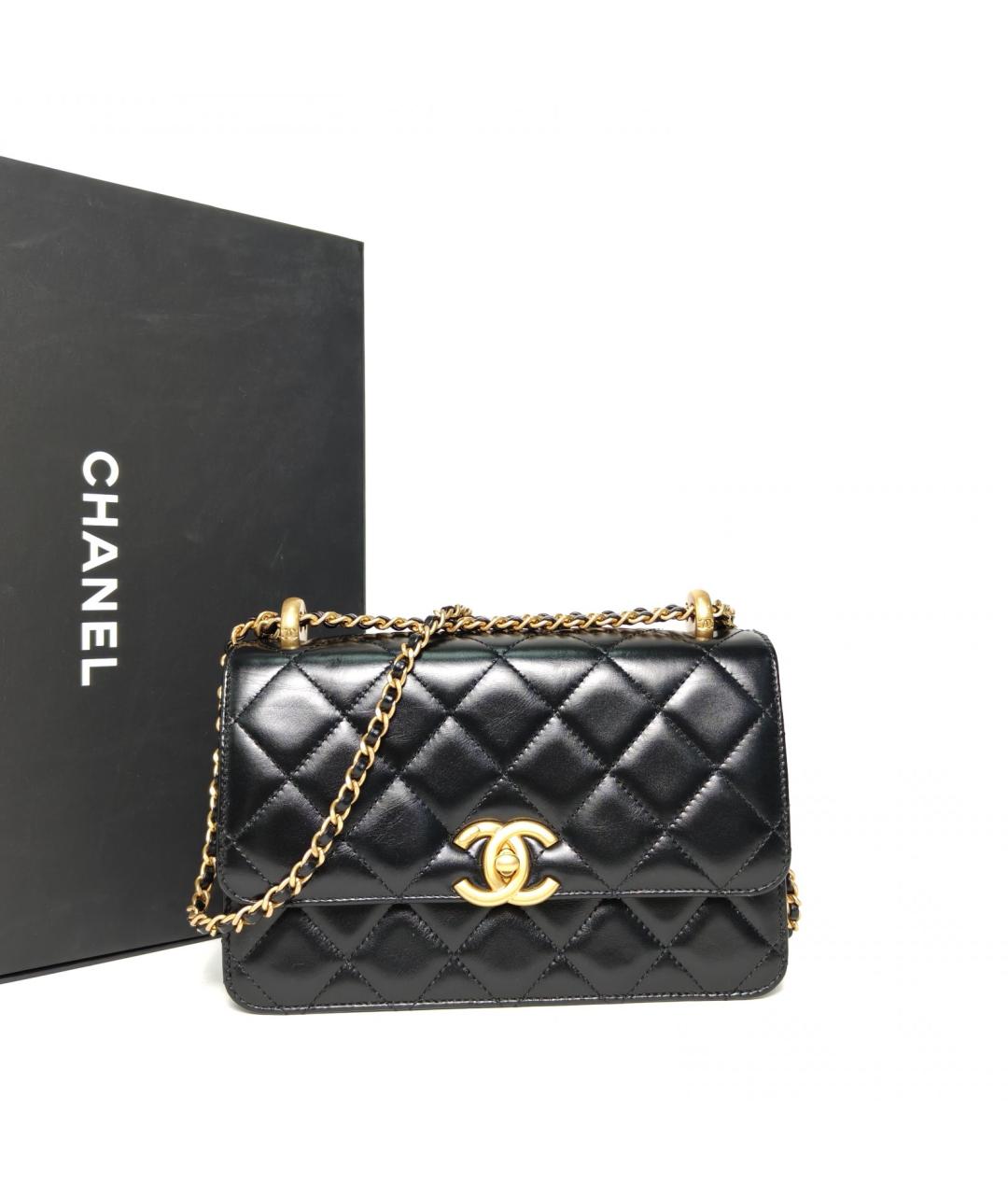 CHANEL Черная кожаная сумка через плечо, фото 8