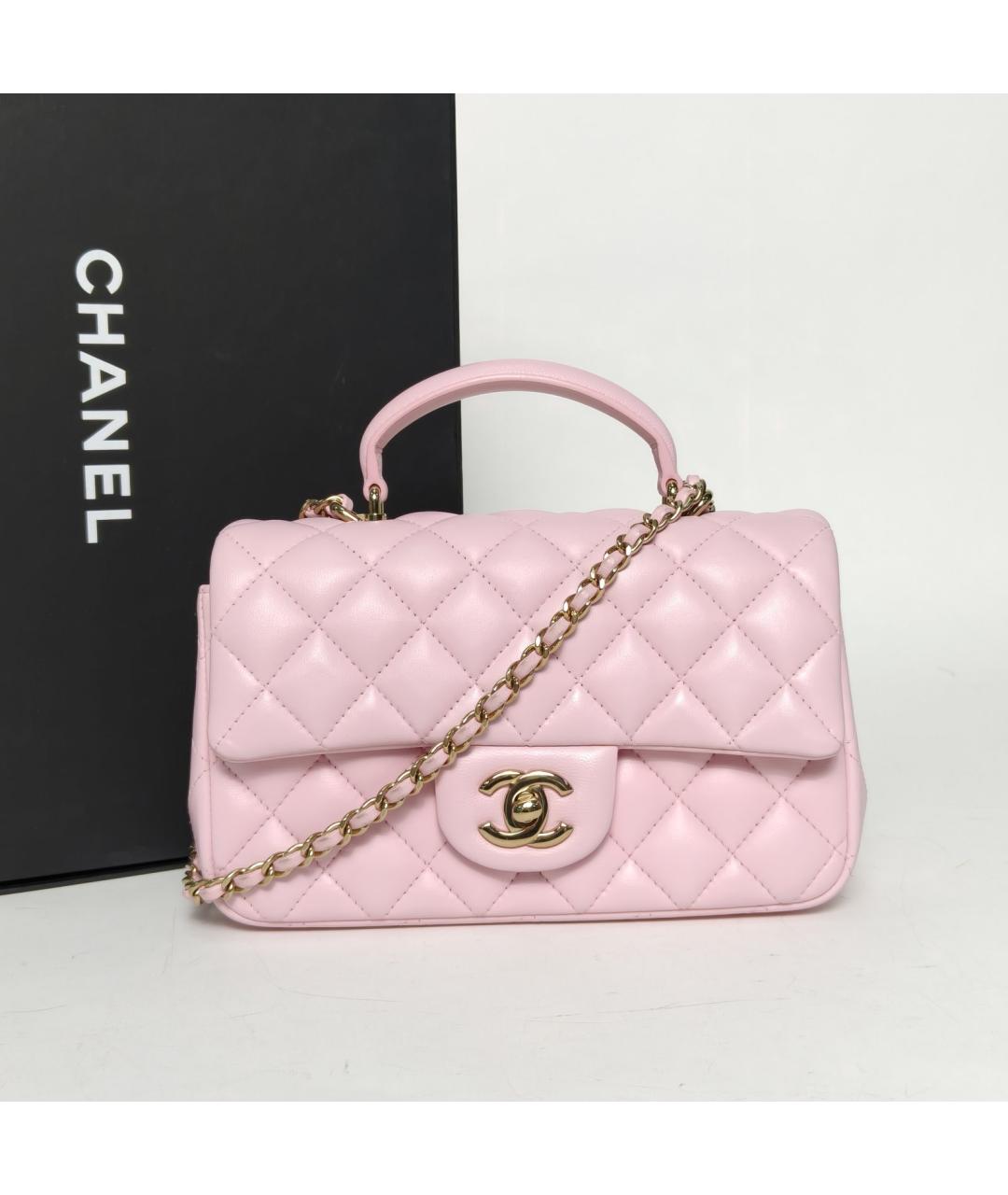 CHANEL Розовая кожаная сумка через плечо, фото 9