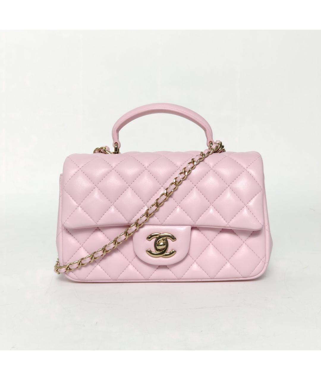 CHANEL Розовая кожаная сумка через плечо, фото 2