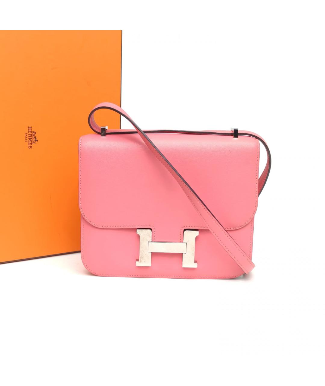HERMES Розовая кожаная сумка через плечо, фото 9