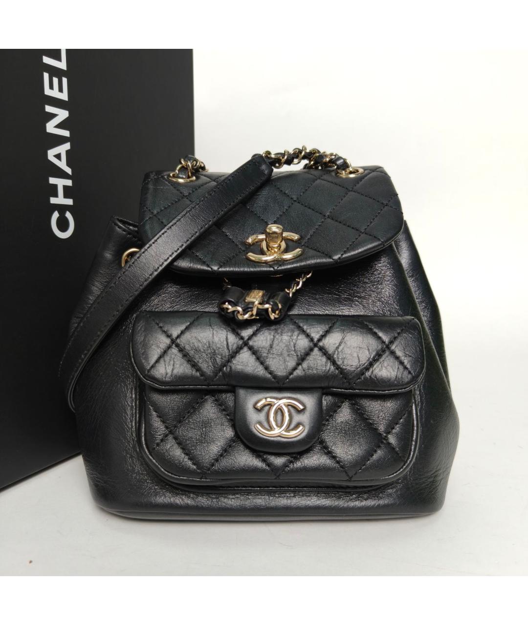 CHANEL Черный кожаный рюкзак, фото 9
