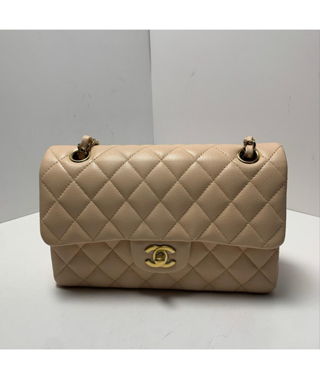 CHANEL Бежевая кожаная сумка через плечо, фото 3