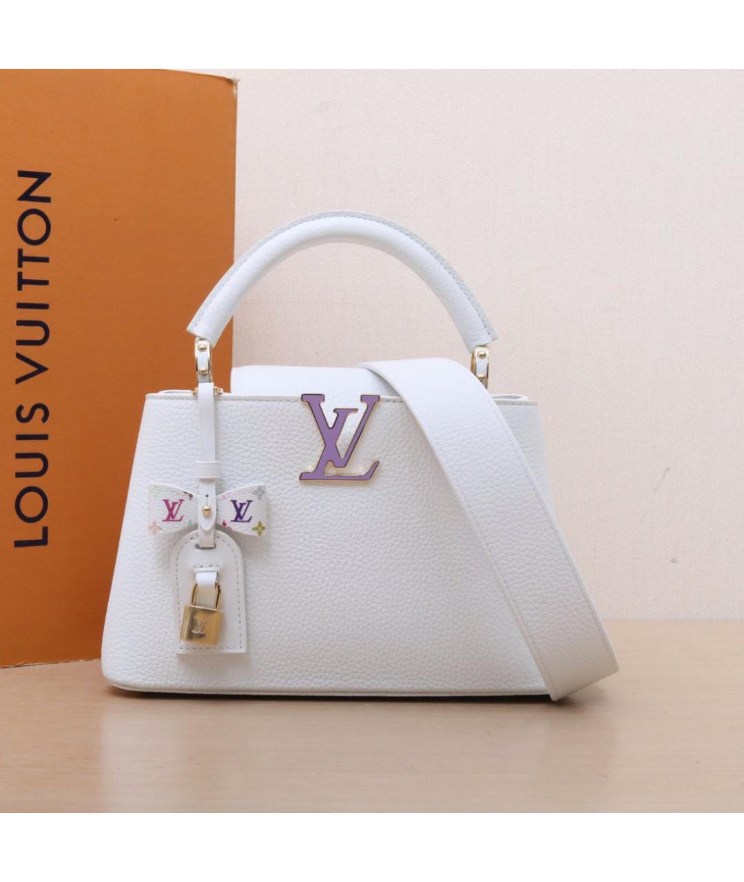 LOUIS VUITTON Белая кожаная сумка через плечо, фото 2