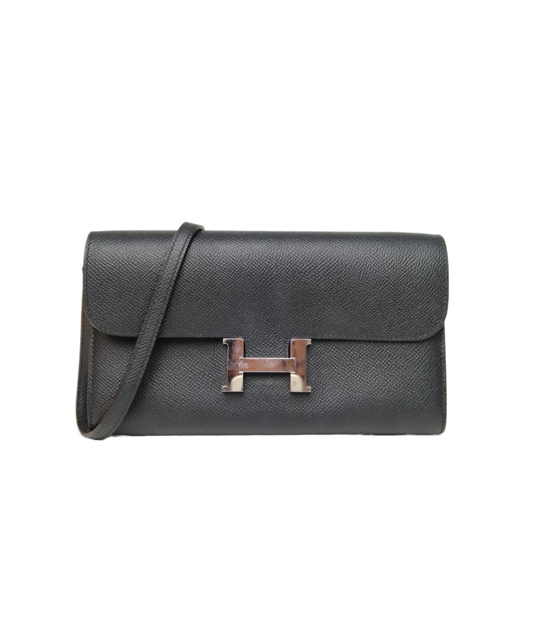 HERMES Черная кожаная сумка через плечо, фото 1